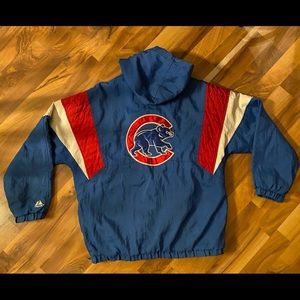 Vintage Majestic Chicago Cubs Half Zip Pullover with Hood